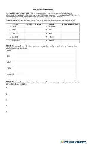 Verbos compuestos y perífrasis verbal