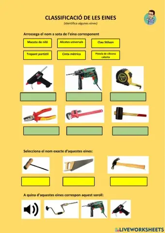 Classificació de les eines - Identificació eines