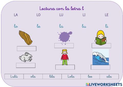 Lectura palabras con L