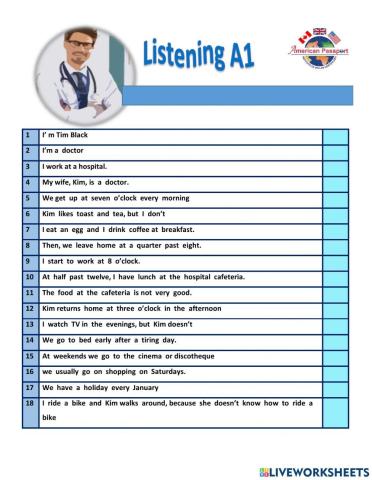 Listening present simple american passport