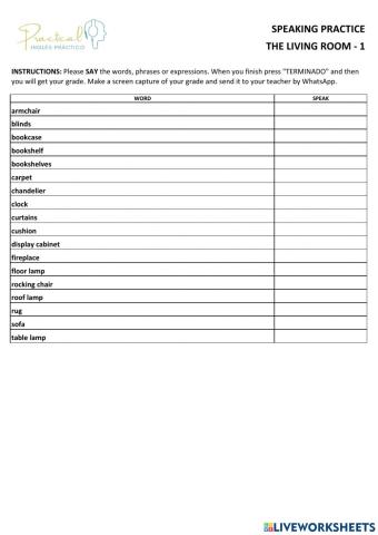 Speaking practice - the living room - 1