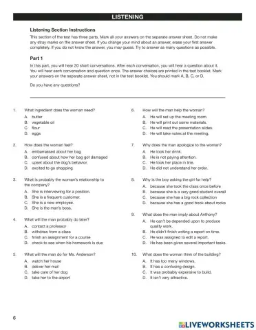 ECPE -sample test -listening