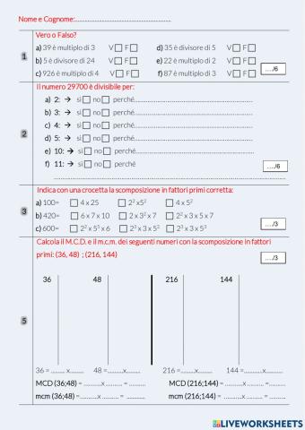 Verifica sulla Divisibilità