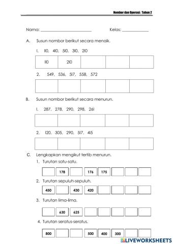 Matematik tahun 2-NOMBOR HINGGA 1000