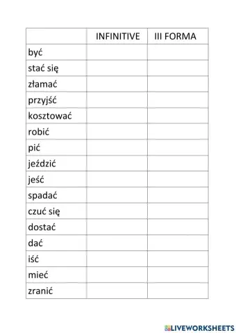 Irregular verbs III f.