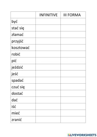 Irregular verbs III f.