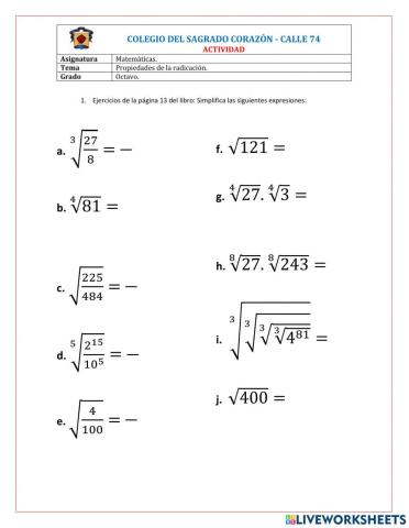 Radicación de reales