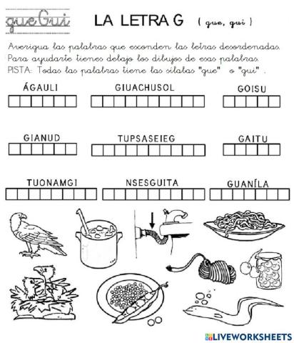 Ordena las letras con gue-gui