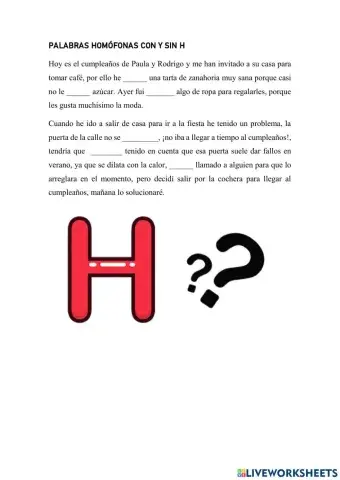 Palabras homófonas con y sin h