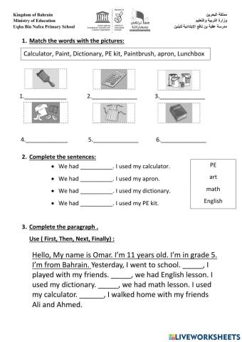Unit 5 - Did you have a good day? Review