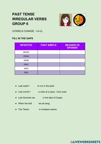Past tense irregular verbs