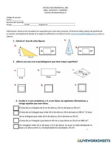 Examen Matemáticas II
