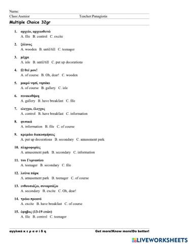 Asenior Worksheet 32