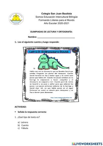 Lectura y Ortografía