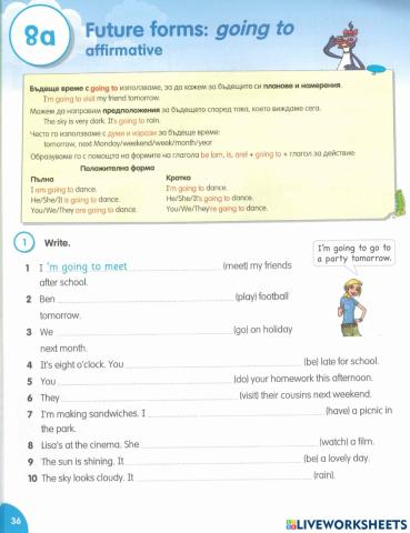 Going to - affirmative forms