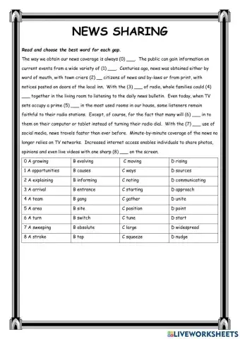 News Sharing CAE Reading