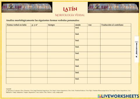 Analiza morfológicamente verbos conjugados en latín - Indicativo - 4º ESO (20)