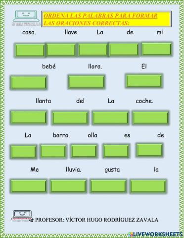 Ordena las oraciones con LL