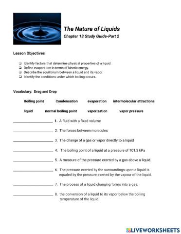 Chemistry Kinetic Molecular Theory Part 2 Study Guide