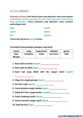 4.2.1 Bandingan Semacam ( Latihan C Mas) ms 45