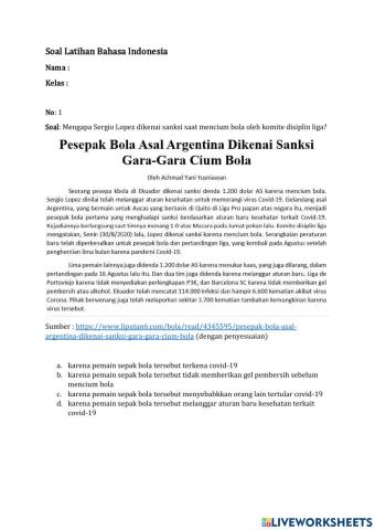 Latihan Bahasa Indonesia : KD 3.8