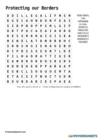 Social Studies - Word Search - DEFENDING OUR BOUNDARIES