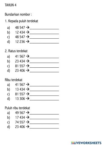 Bundarkan (nombor sehingga 100 000)