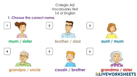 Voc. test My Family!!