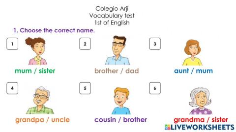 Voc. test My Family!!