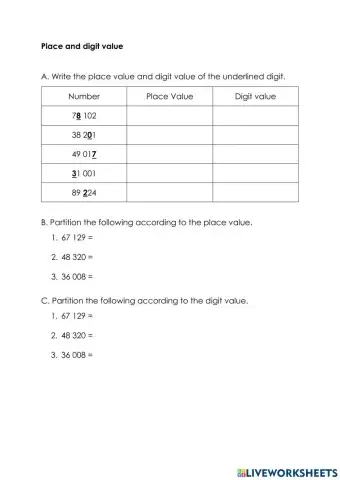 Place and Digit Value
