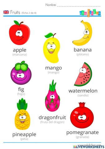 Vocabulario Frutas