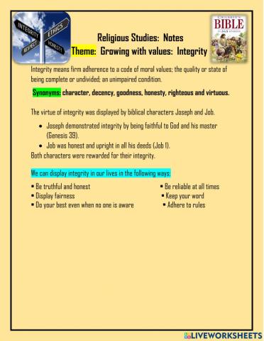 Growing with values: Integrity