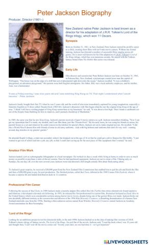 Peter Jackson Biography