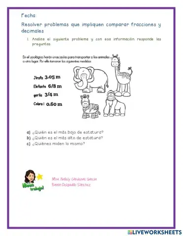 Comparar fracciones y decimales