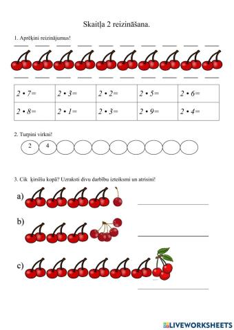 Skaitļa 2 reizināšana
