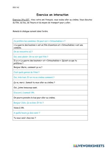 Dialogue sortie au cinéma