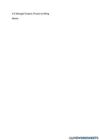 4.3 Mongol Empire (Yuan) to Ming