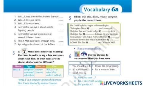 Vocabulary 6A