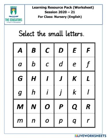 Select the small letters .