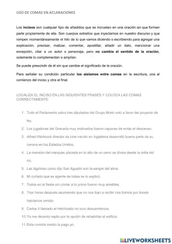 El uso de la coma
