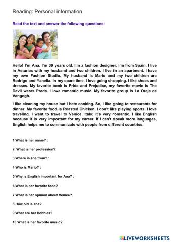 Personal Information reading Ex