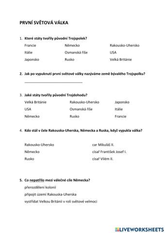 První světová válka a ruské revoluce 1917