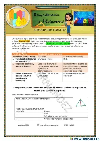 Demostración a dos columnas