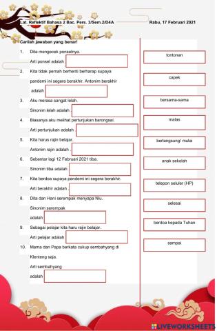 Latihan Reflektif Bahasa 2 Bac. Pers.3