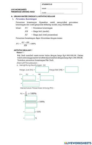 Persentase Untung-Rugi