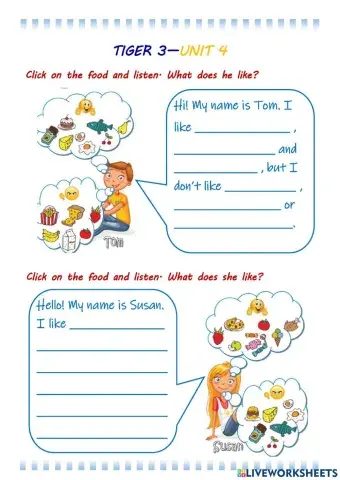 Tiger 3 - unit 4 - food - i like - i don't like