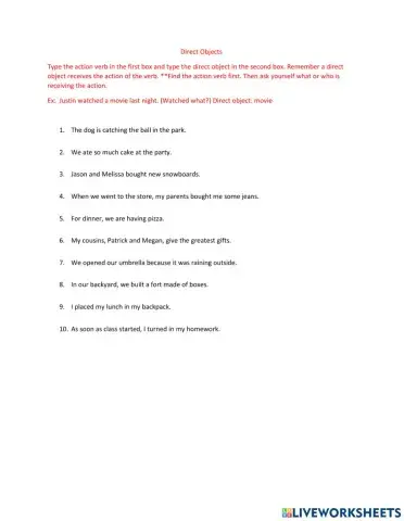 Direct Objects Lesson 2