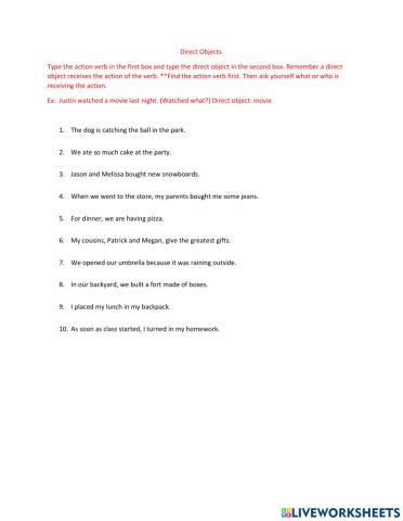 Direct Objects Lesson 2