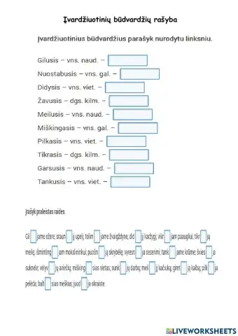 Įvardžiuotinių būdvardžių rašyba.