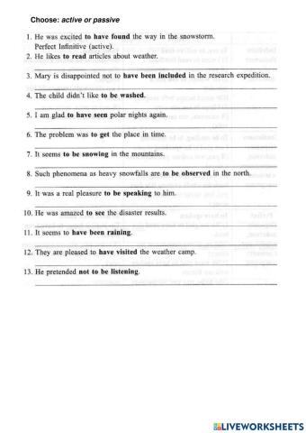 Infinitive Passive or Active